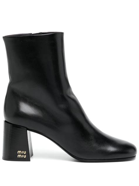 miu miu patent leather block-heel ankle boots|Miu Miu.